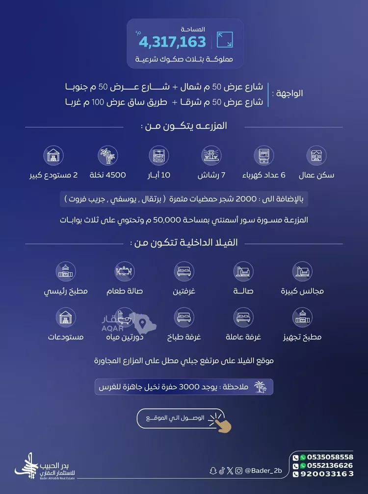 مزرعة للبيع في شارع عام, مدينة امهات الذيابه, منطقة القصيم صورة 2