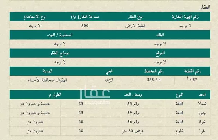 أرض للبيع في شارع الامير محمد ابن عبدالعزيز, حي مشرفة, مدينة الاحساء, المنطقة الشرقية