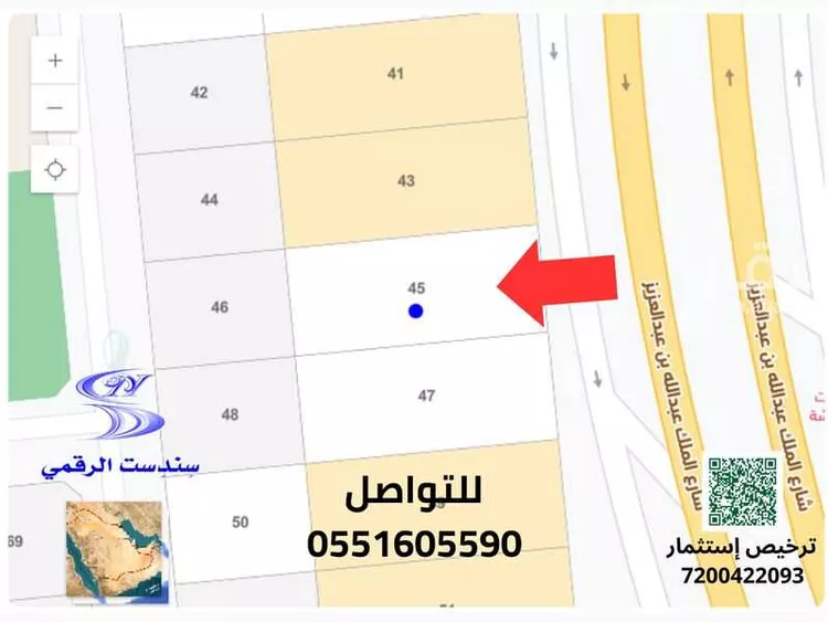 أرض للإيجار في شارع شارع الملك عبدالله بن عبدالعزيز, حي حي الياسمين, مدينة الخفجى, المنطقة الشرقية صورة 2