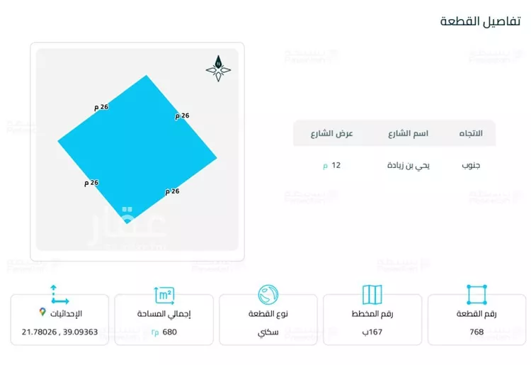 أرض للبيع في شارع يحي بن زيادة, حي الياقوت, مدينة جدة, منطقة مكة المكرمة صورة 5