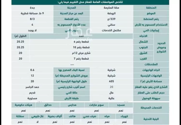أرض للبيع في شارع ابو الحسن البصري, حي الروضة, مدينة جدة, منطقة مكة المكرمة صورة 2