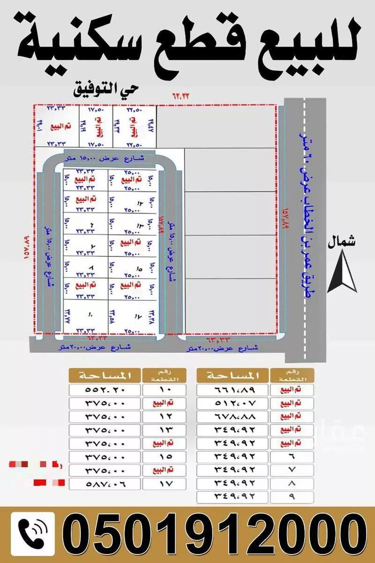 أرض للبيع في شارع عمر بن الخطاب, حي التوفيق, مدينة بريدة, منطقة القصيم