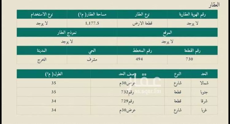 أرض للبيع في شارع وائل الانصاري, حي مشرف, مدينة الخرج, منطقة الرياض