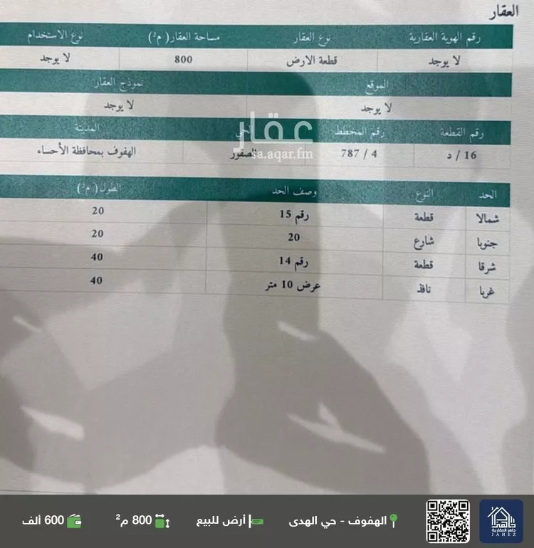 أرض للبيع في شارع العشرون, حي الصقور, مدينة الاحساء, المنطقة الشرقية