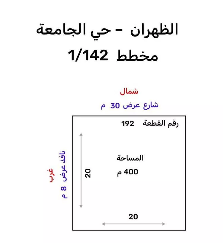 أرض للبيع في شارع الاصمعي, مدينة الظهران, المنطقة الشرقية