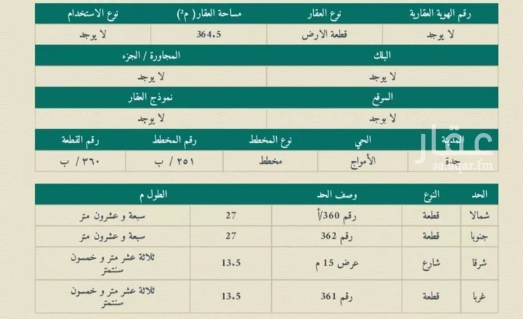 أرض للبيع في حي المروج, مدينة جدة, منطقة مكة المكرمة