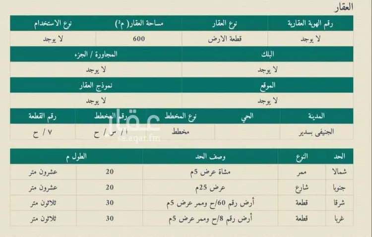 أرض للبيع في شارع 1324890, حي الجنيفى, مدينة حوطه سدير, منطقة الرياض