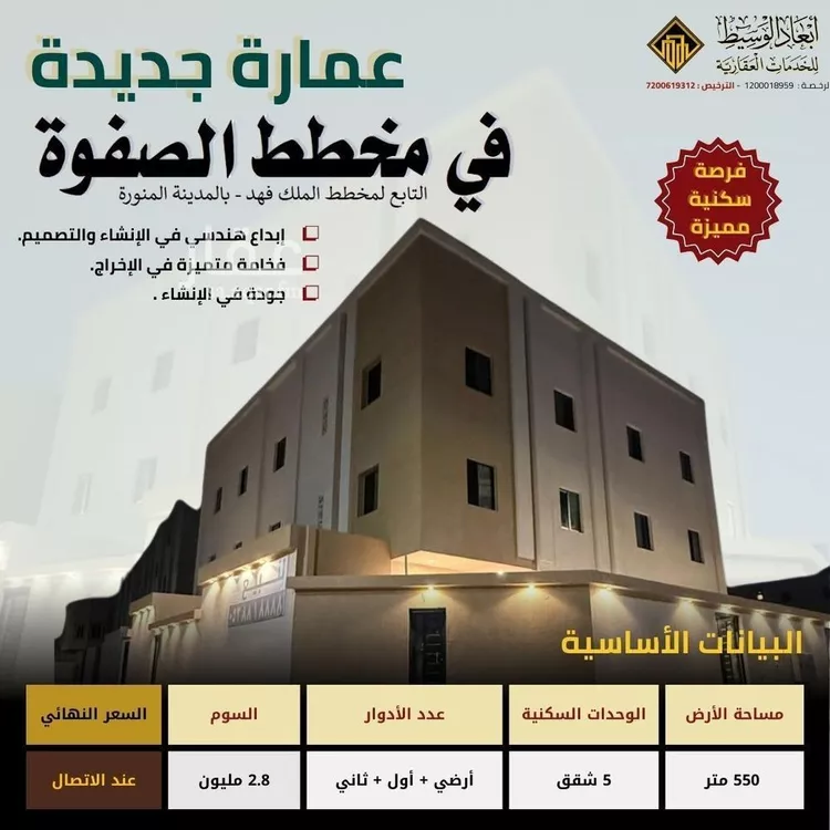 عمارة للبيع في شارع ام ثابت بنت قيس, حي الملك فهد, مدينة المدينه المنوره, منطقة المدينة المنورة صورة 2