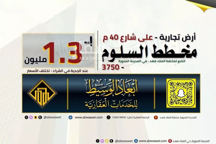 أرض للبيع في شارع عبدالعزيز العامري, حي الملك فهد, مدينة المدينه المنوره, منطقة المدينة المنورة