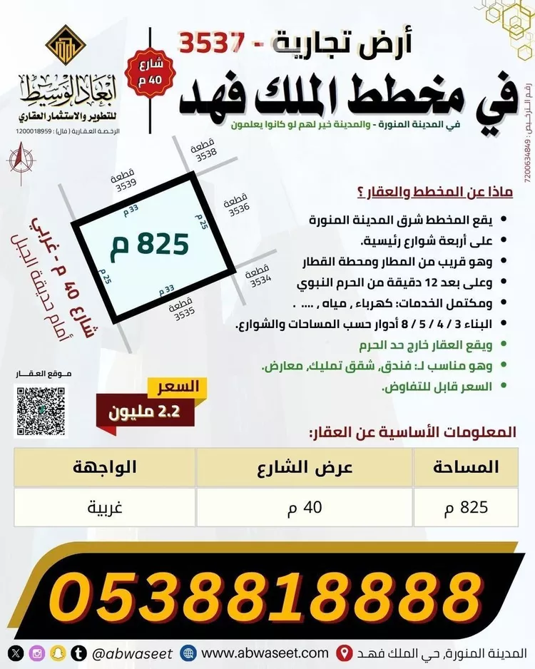 أرض للبيع في شارع دغفل ابن حنظلة, حي الملك فهد, مدينة المدينة المنورة, منطقة المدينة المنورة 7