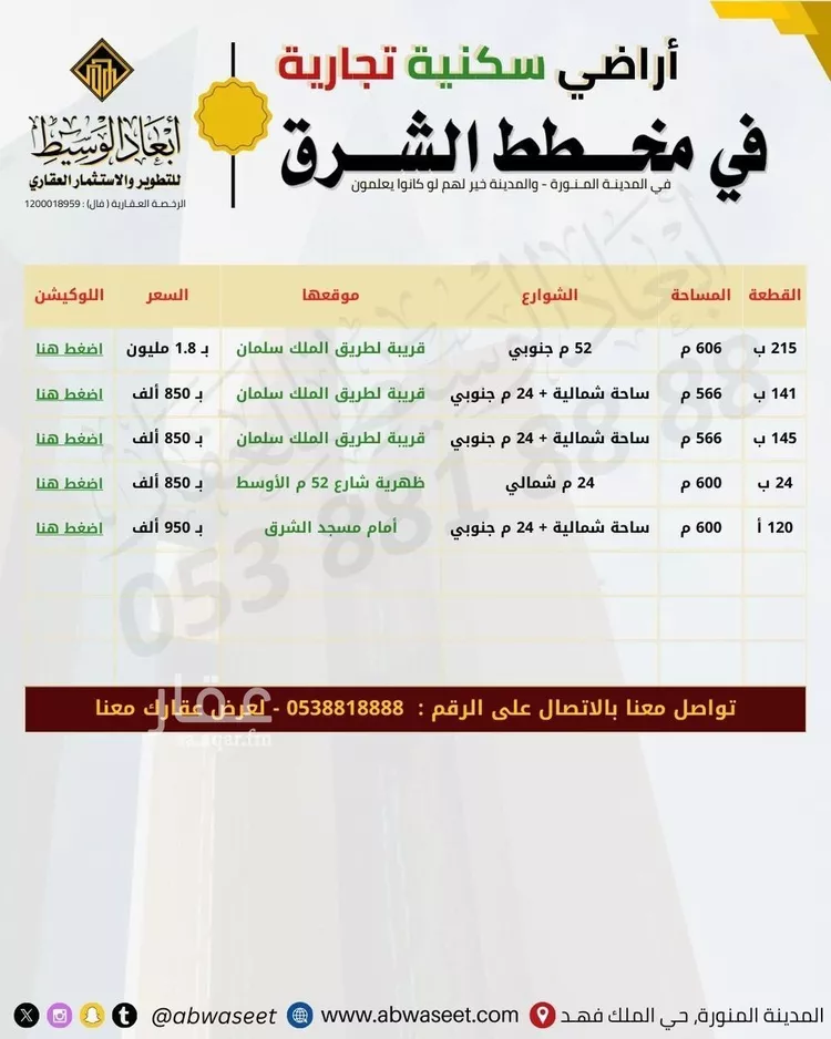 أرض للبيع في شارع عتبة ابن سعيد, حي العاقول, مدينة المدينة المنورة, منطقة المدينة المنورة صورة 3