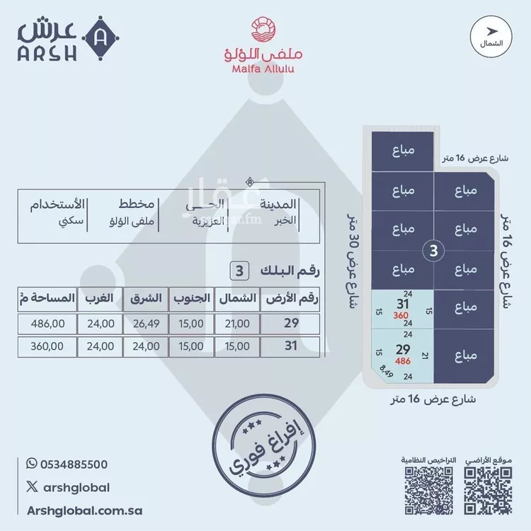 أرض للبيع في حي اللؤلؤ, مدينة الخبر, المنطقة الشرقية