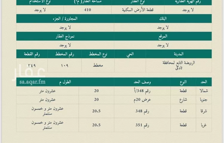 أرض للبيع في شارع مخطط الاراضي البيضاء 20 ، رويضة السهول ، ثادق