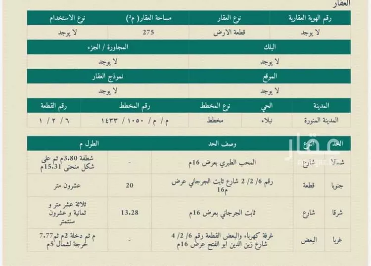 أرض للبيع في شارع ثابت الجرجاني, حي نبلاء, مدينة المدينة المنورة, منطقة المدينة المنورة 4