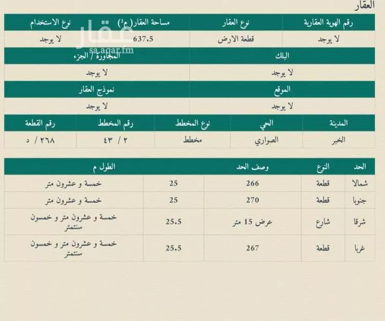 Land for Sale in Al Khobar As Sawari 6
