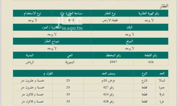 أرض للبيع في شارع الزعفران, حي المعيزيلة, مدينة الرياض, منطقة الرياض صورة 3