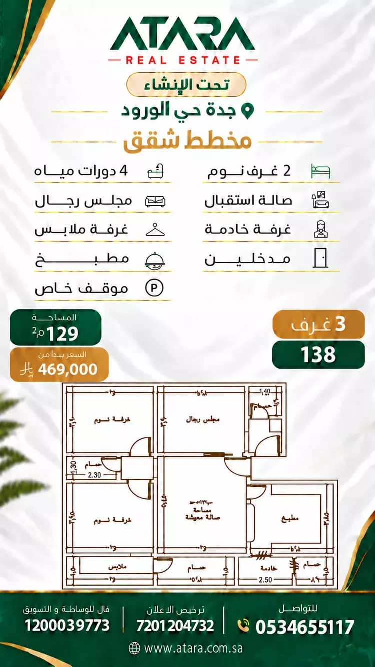 شقة للبيع في شارع سهل بن حنيف, حي الورود, مدينة جدة, منطقة مكة المكرمة