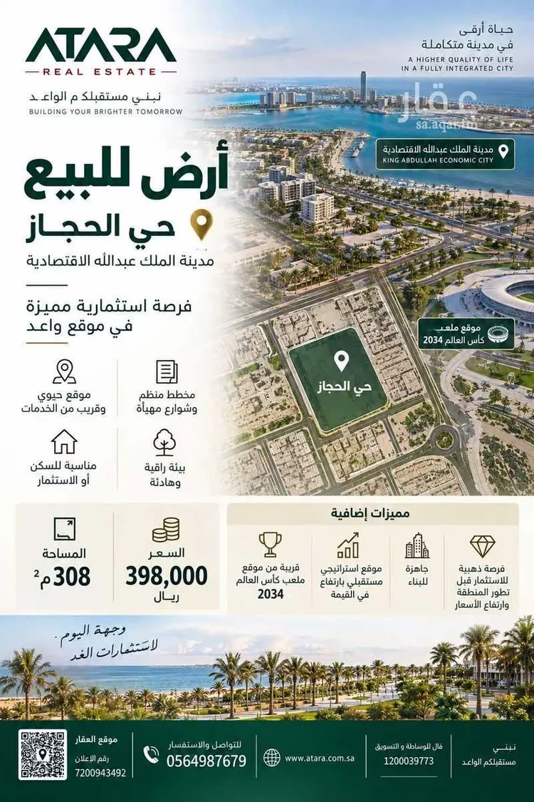 Land for Sale in King Abdullah Economic City KAEC