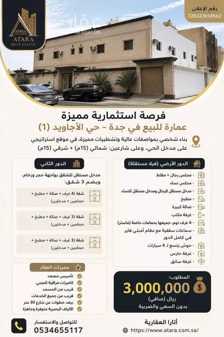 عمارة للبيع في شارع عبد الغني الثقفي, حي الأجاويد, مدينة جدة, منطقة مكة المكرمة