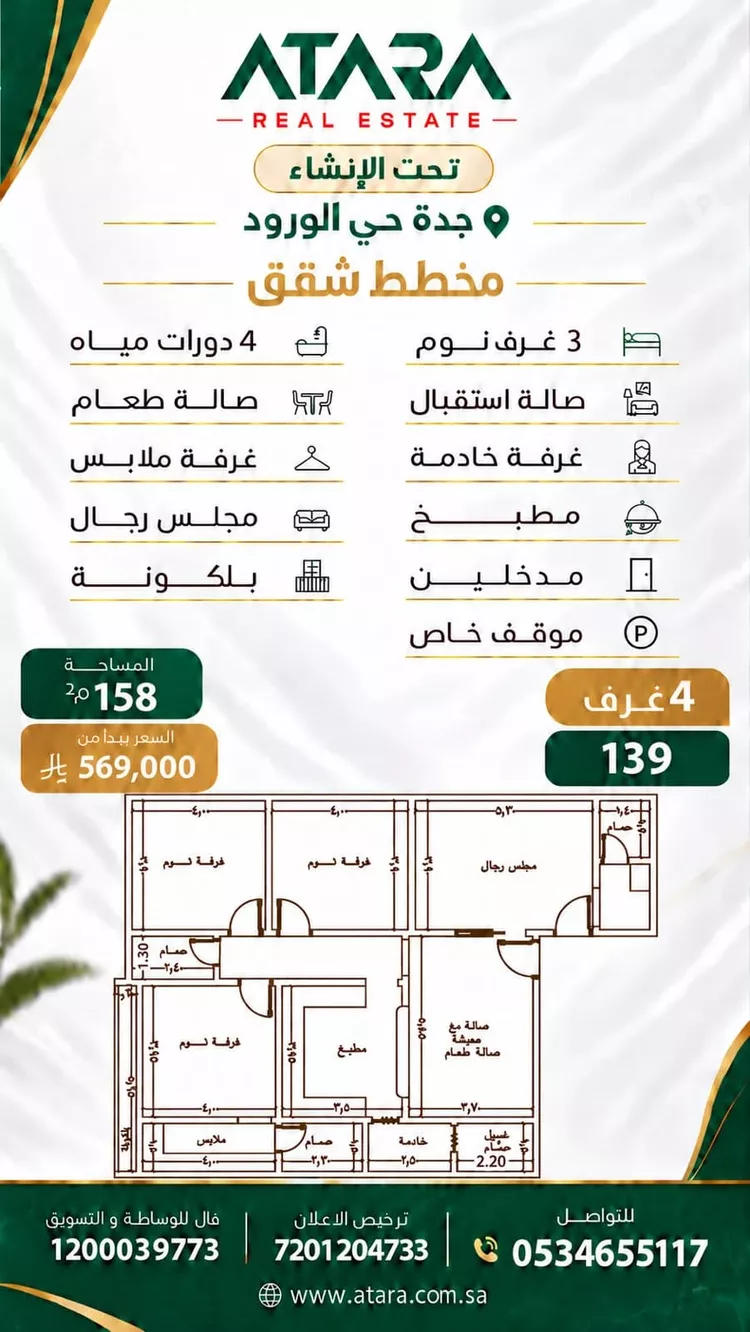 شقة للبيع في شارع سهل بن حنيف, حي الورود, مدينة جدة, منطقة مكة المكرمة