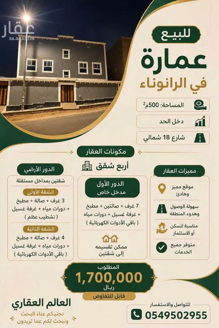عمارة للبيع في شارع علي ابن معبد, حي الرانوناء, مدينة المدينة المنورة, منطقة المدينة المنورة صورة 2