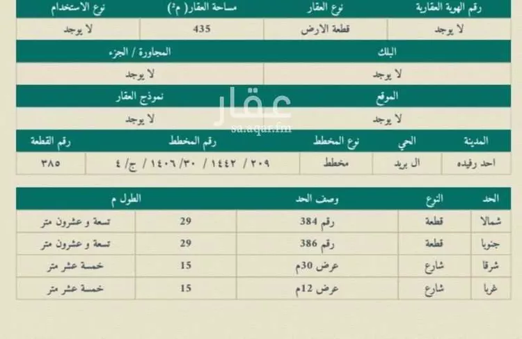 Land for Sale in Ahad Rufaidah Al Nahdah صورة 2