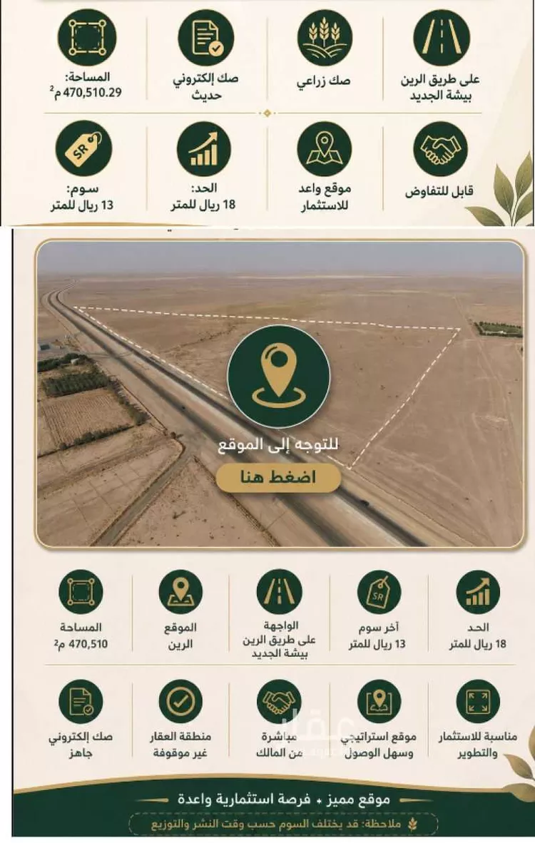 أرض للبيع في حي الرفيعه ومزارعها, مدينة الرفيعه ومزارعها, منطقة الرياض