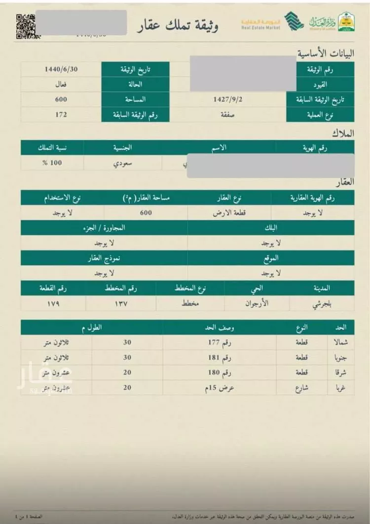 أرض للبيع في شارع الخطاف, حي الأرجوان, مدينة بلجرشى, منطقة الباحة صورة 3