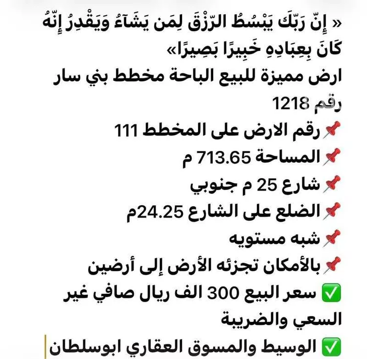 أرض للبيع في شارع لاري, حي الرحاب, مدينة الباحة, منطقة الباحة صورة 5