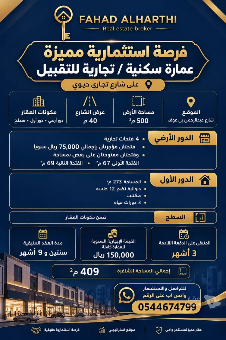 عمارة للإيجار في شارع عبدالرحمن بن عوف, حي طيبة, مدينة الدمام, المنطقة الشرقية