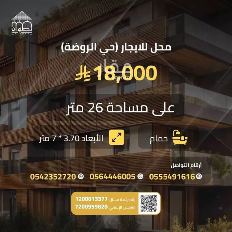 كشك للإيجار في شارع عبادة بن الصامت, حي الروضة, مدينة الرياض, منطقة الرياض