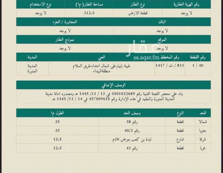 أرض للبيع في شارع لبدة ابن كعب ، حي طيبة ، المدينة المنورة ، منطقة المدينة المنورة