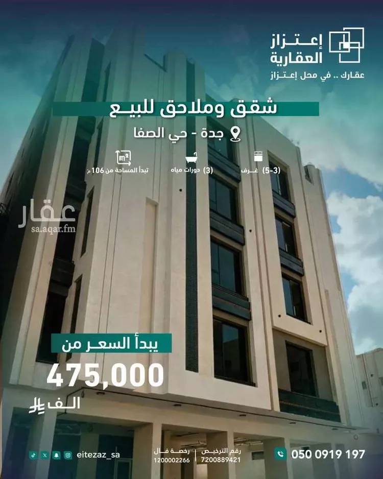 شقة للبيع في شارع داود القاضي, حي الصفاء, مدينة جدة, منطقة مكة المكرمة