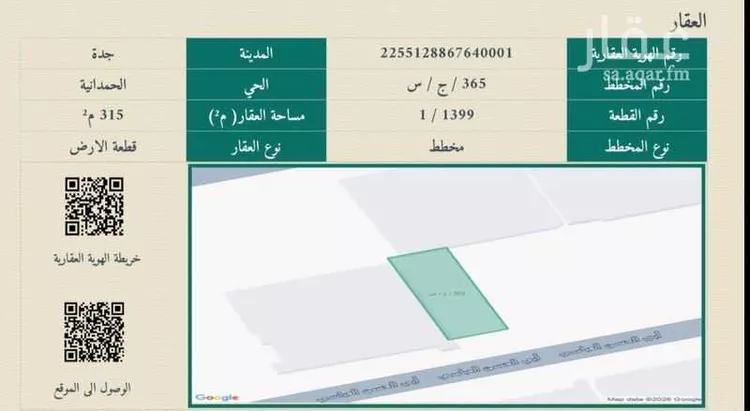 أرض للبيع في شارع أبي الحسن العباسي, حي الحمدانية, مدينة جدة, منطقة مكة المكرمة