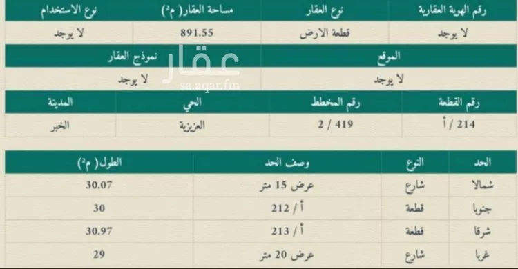 أرض للبيع في شارع ابراهيم بن الريس, حي الرجاء, مدينة الخبر, المنطقة الشرقية صورة 3