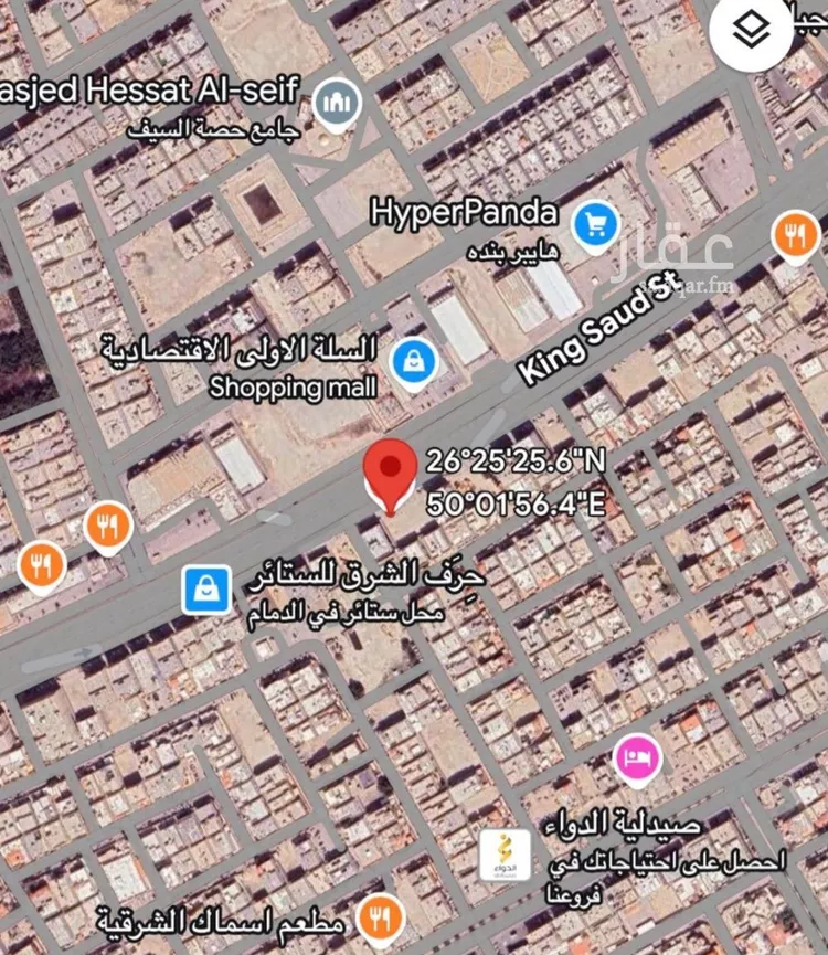 أرض للبيع في شارع طريق الملك سعود الفرعي, حي أحد, مدينة الدمام, المنطقة الشرقية