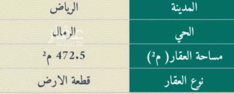 أرض للبيع في شارع جمال الدين الدميري, حي الرمال, مدينة الرياض, منطقة الرياض صورة 2