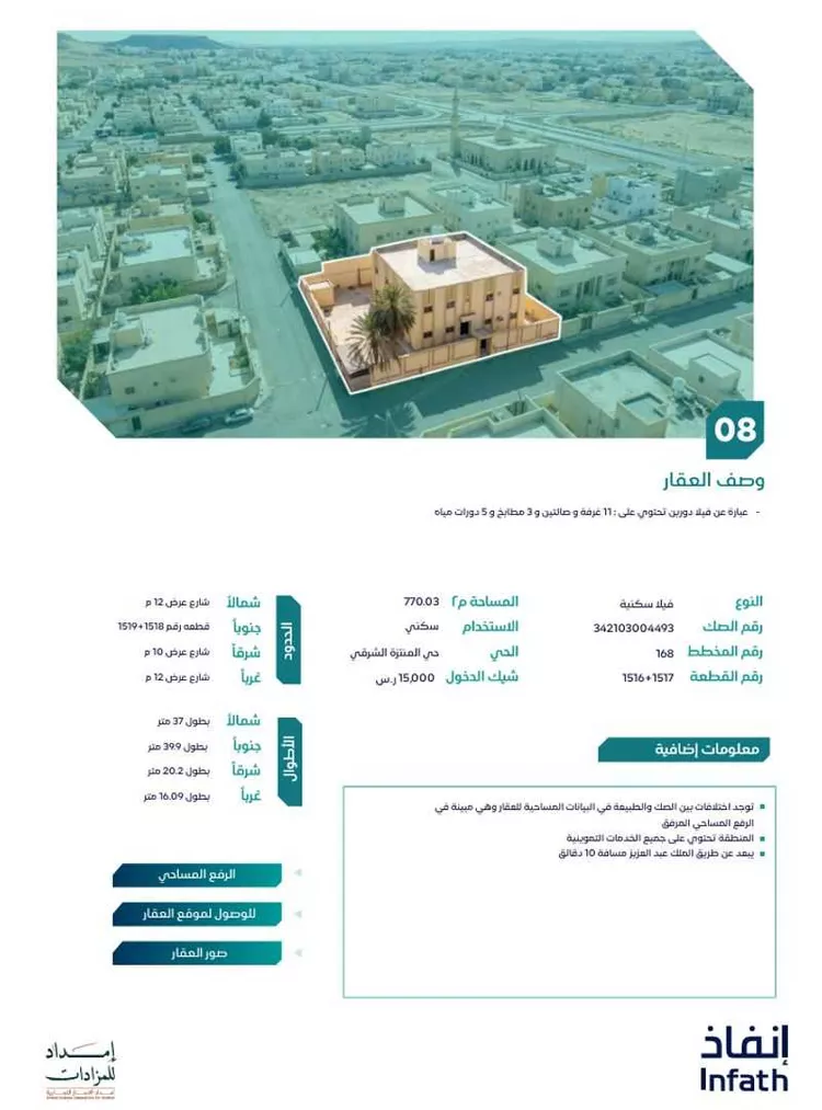 فيلا للبيع في شارع شـــارع سلمان الفــارسي ، حي المنتزه الشرقي ، حائل ، منطقة حائل