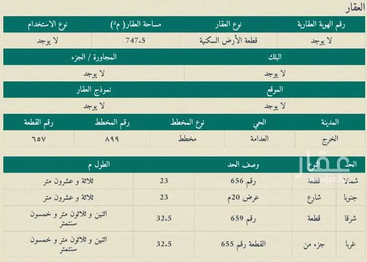 أرض للبيع في شارع ابراهيم العريض, حي العدامة, مدينة الخرج, منطقة الرياض صورة 3