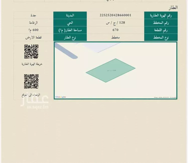 أرض للبيع في شارع الرغامة, حي الرغامة, مدينة جدة, منطقة مكة المكرمة