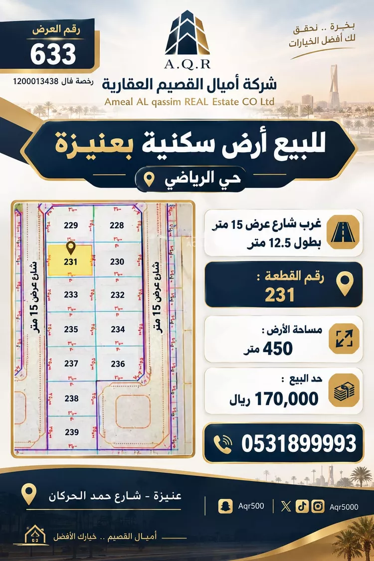 Land for Sale in Unayzah As Safaa