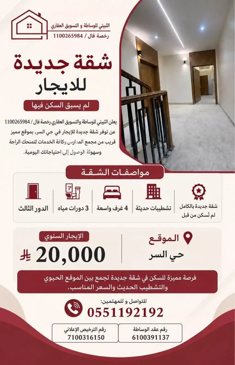 شقة للإيجار في شارع حبيش ابن خالد ابن منقذ ابن ربيعة, حي السر, مدينة الطائف, منطقة مكة المكرمة