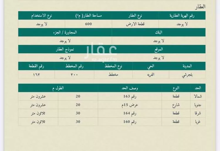 أرض للبيع في شارع حي ج8 33, حي الرهوة, مدينة بلجرشي, منطقة الباحة