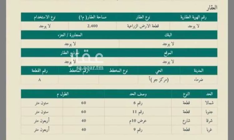 أرض للبيع في شارع جو 590, مدينة ضرما, منطقة الرياض صورة 4