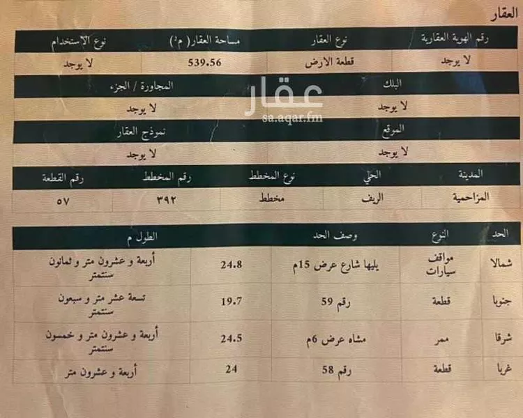 Land for Sale in Al Muzahimiyah Al Hada