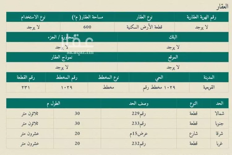 أرض للبيع في شارع 1029 مخطط رقم 44, حي 1029 مخطط رقم, مدينة القويعية, منطقة الرياض