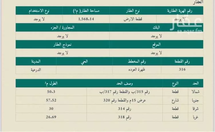 أرض للبيع في شارع ظهره العودة غرب 82 ، حي ظهرة العودة غرب ، الدرعية ، الدرعية صورة 2