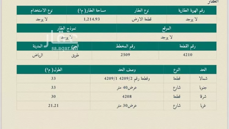 أرض للبيع في شارع احمد بن الخطاب, حي طويق, مدينة الرياض, منطقة الرياض صورة 2