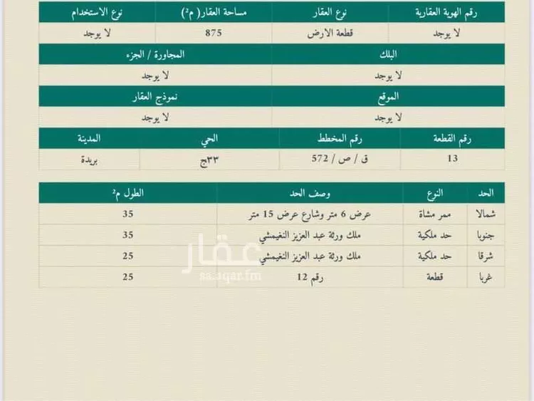 Land for Sale in Buraydah Diras