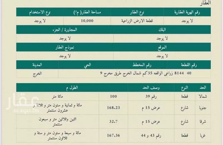 أرض للبيع في شارع العام, حي منطقة مفتوحة تابعة لبلدية العزيزية, مدينة الرياض, منطقة الرياض صورة 2